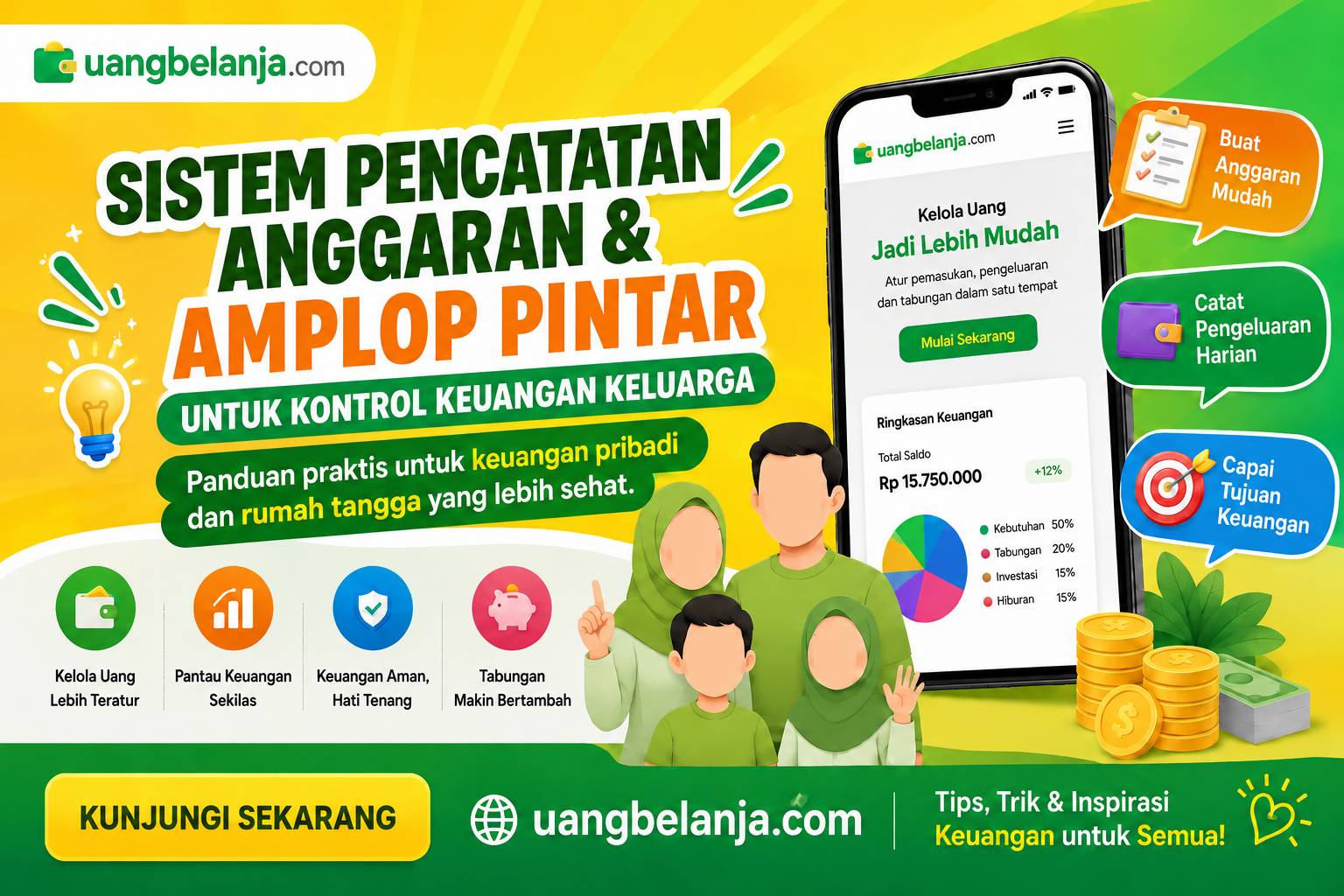Ilustrasi metode Amplop Pintar untuk mengatur anggaran keuangan rumah tangga